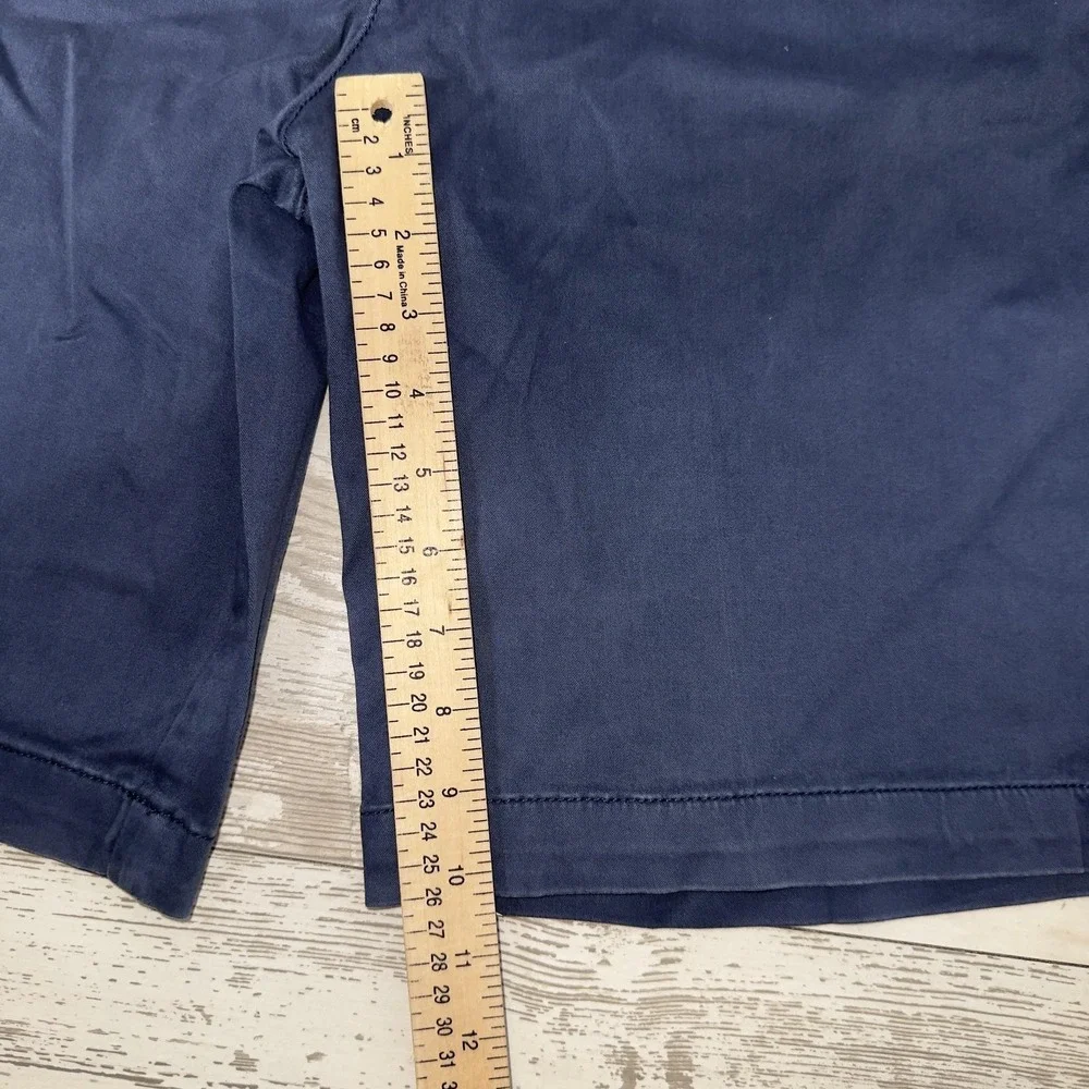 JACHS Chino Shorts Mens 34 Blue 10 Inseam Flat Front Casual Cotton Summer